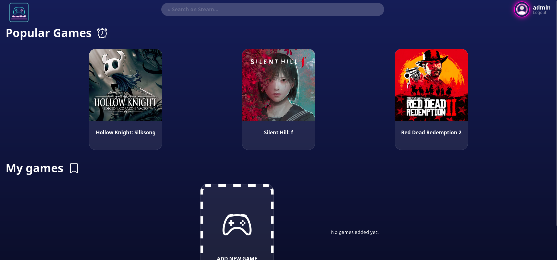 Games Library Dashboard